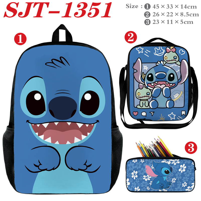 stitch anime anime backpack+ lunch bag+pencil bag