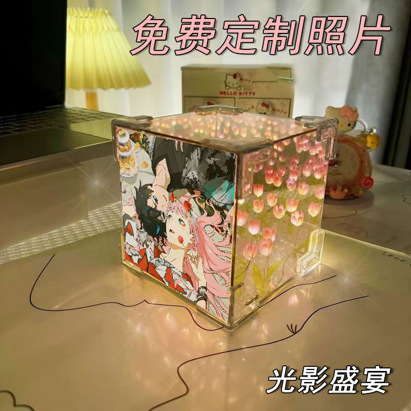Darling In The Franxx anime DIY Rubik's Cube Tulip Lamp 21 flowers(pink/blue)
