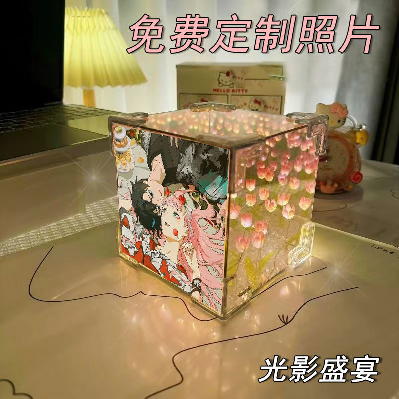 Darling In The Franxx anime DIY Rubik's Cube Tulip Lamp 21 flowers(pink/blue)