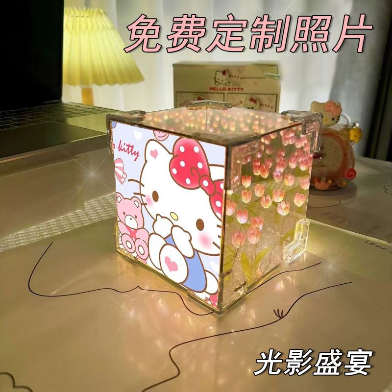 hello kitty anime  DIY Rubik's Cube Tulip Lamp 21 flowers(pink/blue)