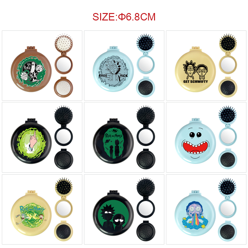 Rick and Morty anime multi functional small mirror and comb 5 pcs a set
