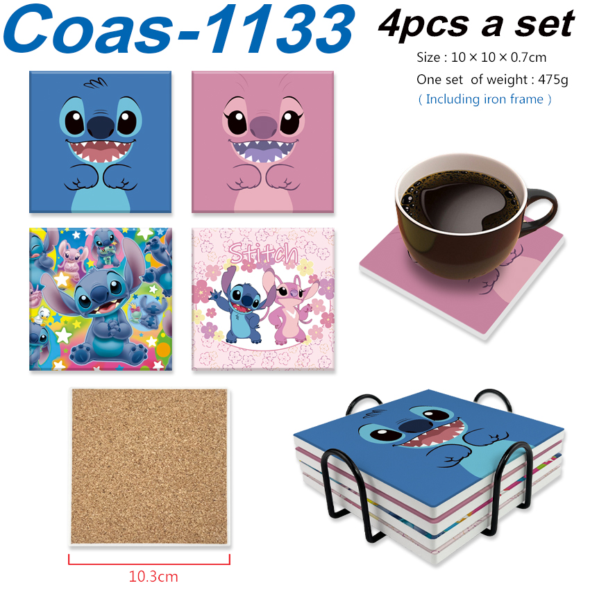 stitch anime coaster 4pcs a set