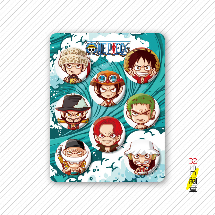 One piece anime pin 32mm set