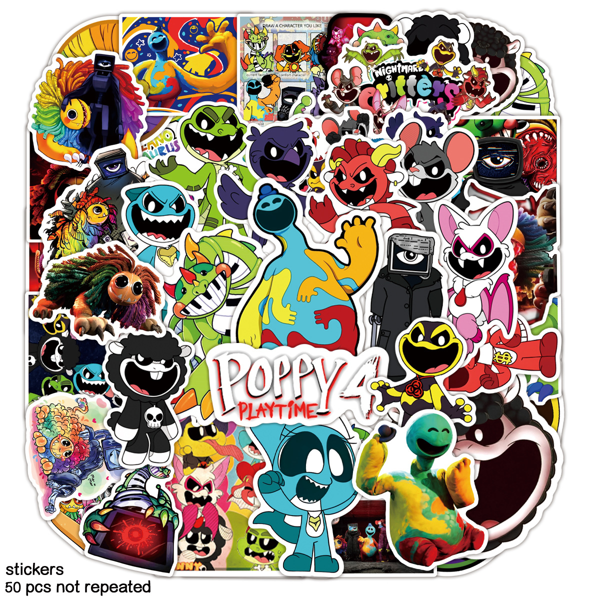 Poppy playtime anime stickers 50pcs a set