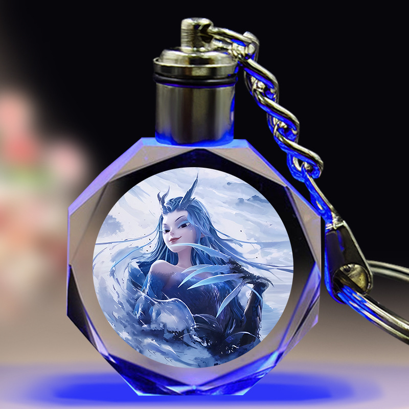 Ne Zha anime luminous crystal keychain