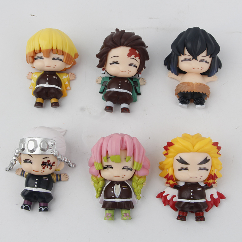 Demon slayer kimets anime figure 6.5cm 6pcs a set(in bags)