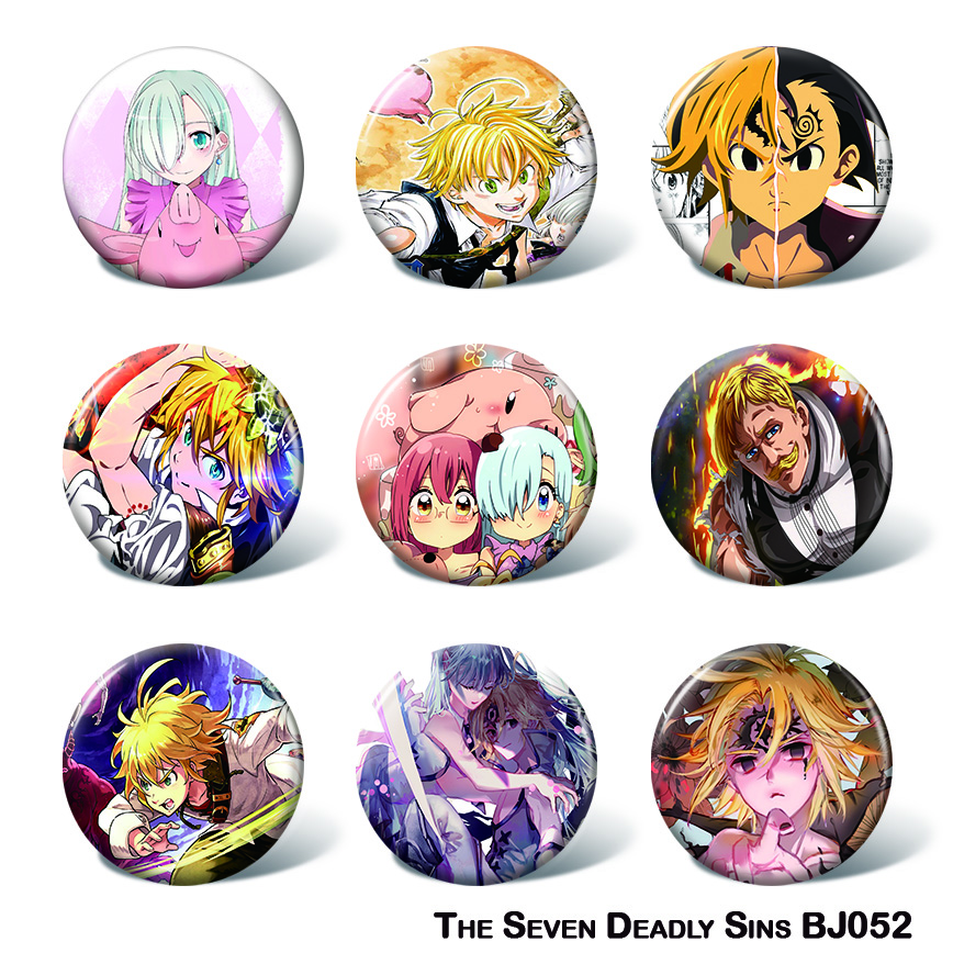 seven deadly sins anime pin 58mm set
