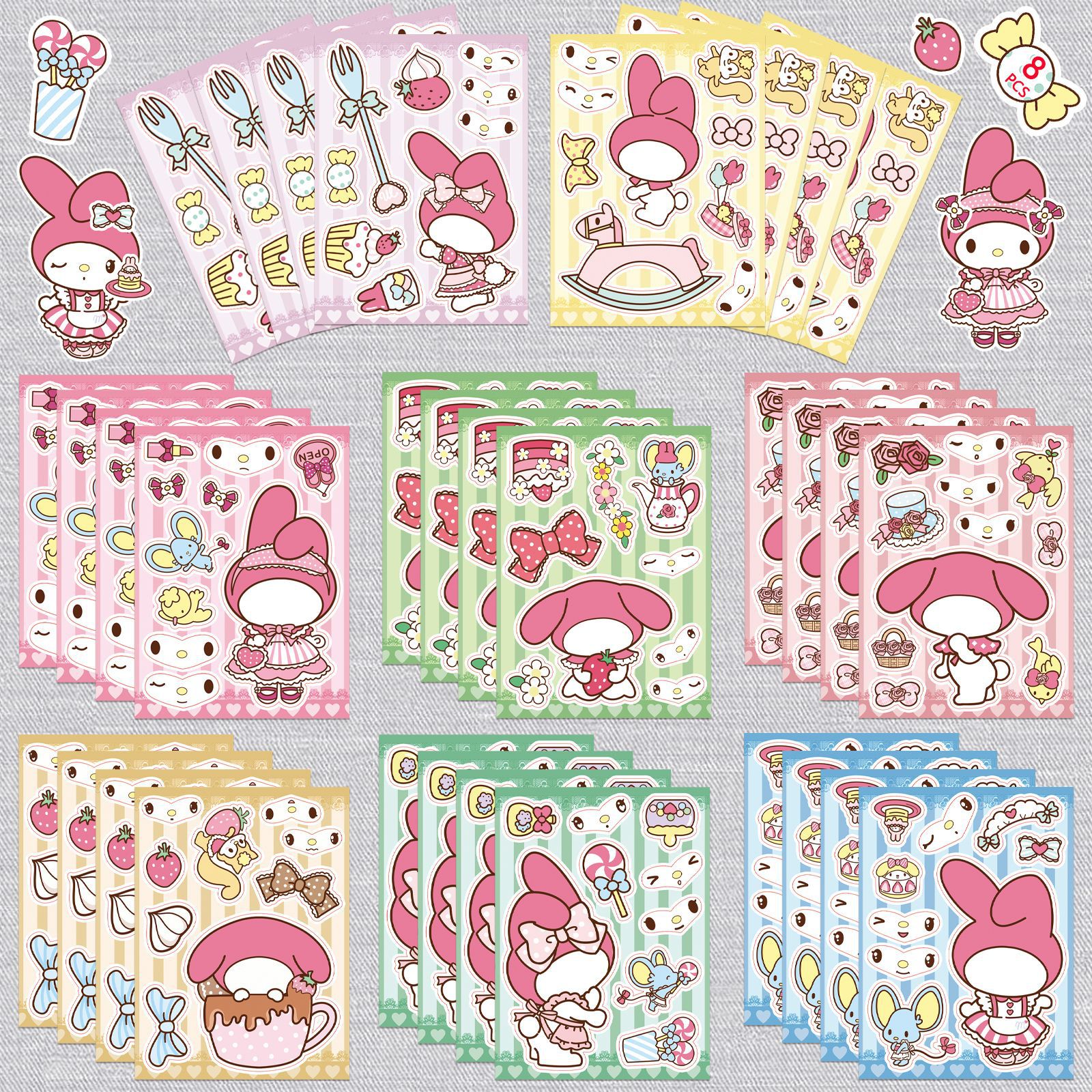 Kuromi anime stickers 8 pcs a set