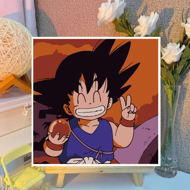 Dragon ball anime DIY digital oil painting with frame(boxed)30*30cm