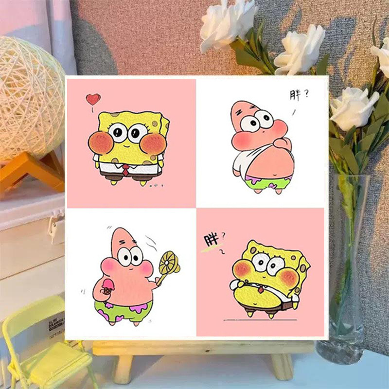 SpongeBob anime DIY digital oil painting with frame(boxed)30*30cm
