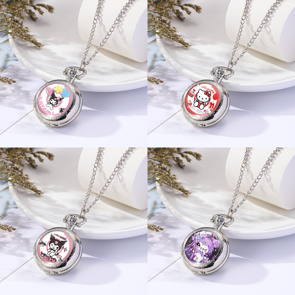 Kuromi anime pocket watch necklace