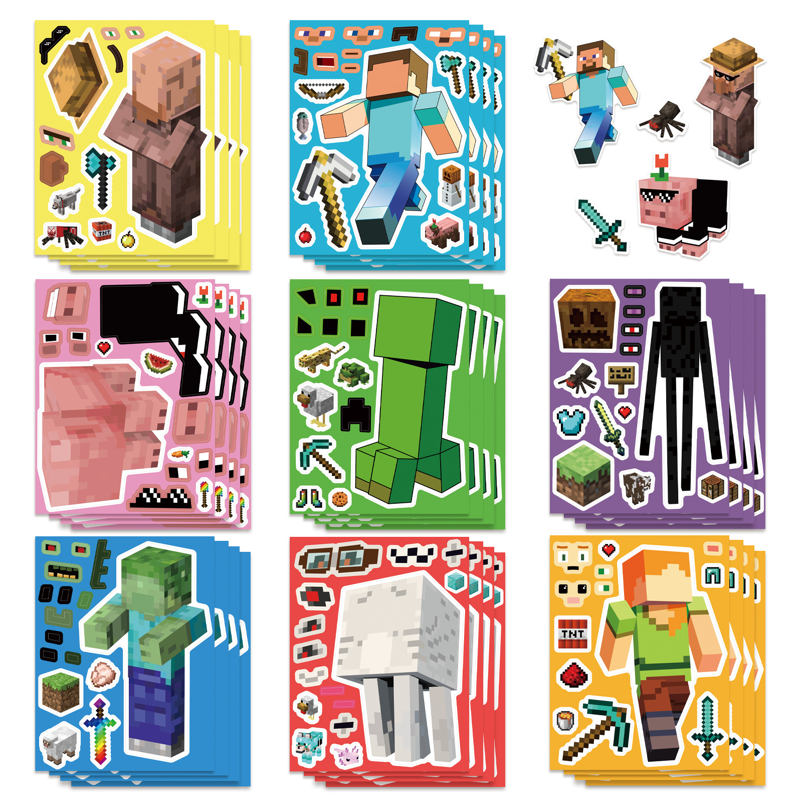 Minecraft anime stickers 8pcs a set