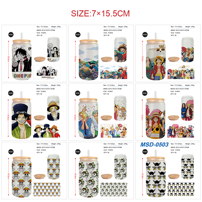 One Piece anime glass cup 450ml