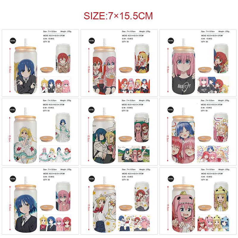 Bocchi the rock anime glass cup 450ml
