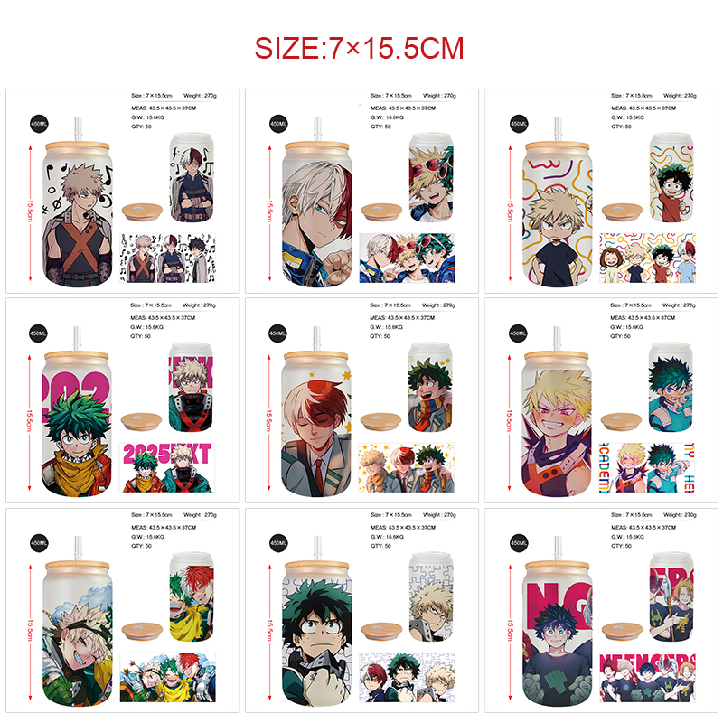 My Hero Academia anime glass cup 450ml