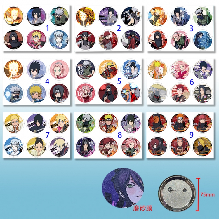 Demon slayer kimets anime pin 6pcs a set 75mm