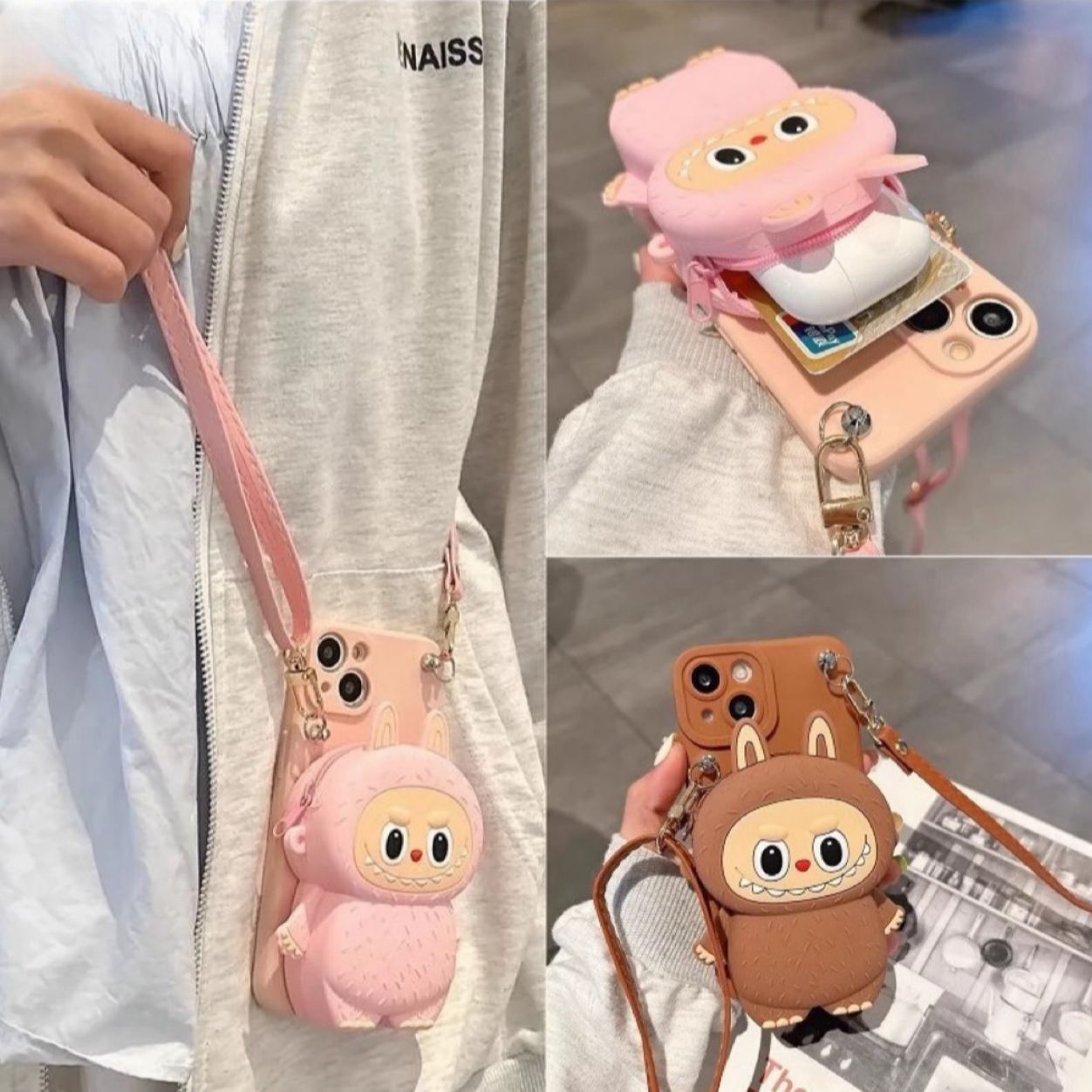 Labubu anime wallet phone case (iPhone 11- iPhone16promax)