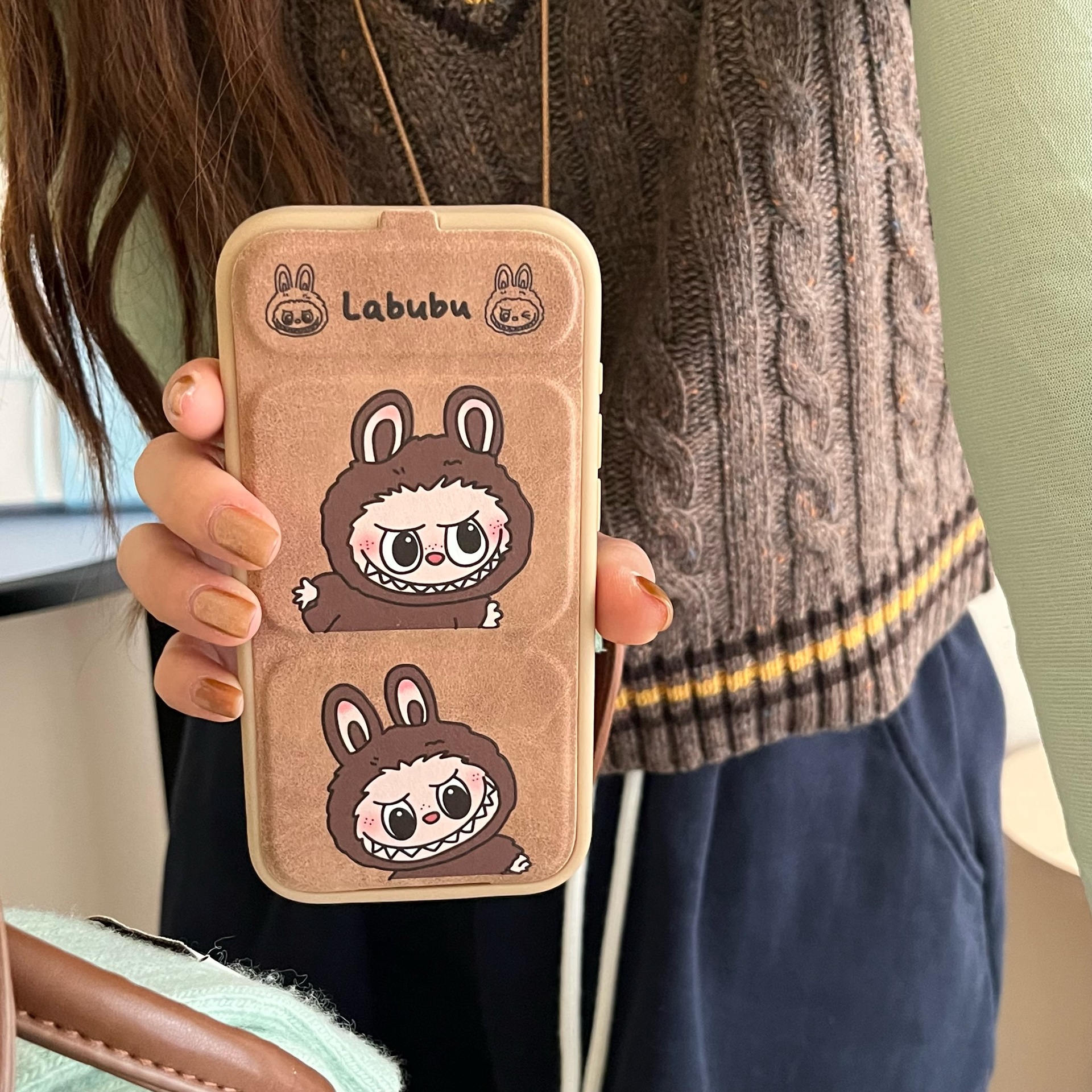 Labubu anime flip fold phone case