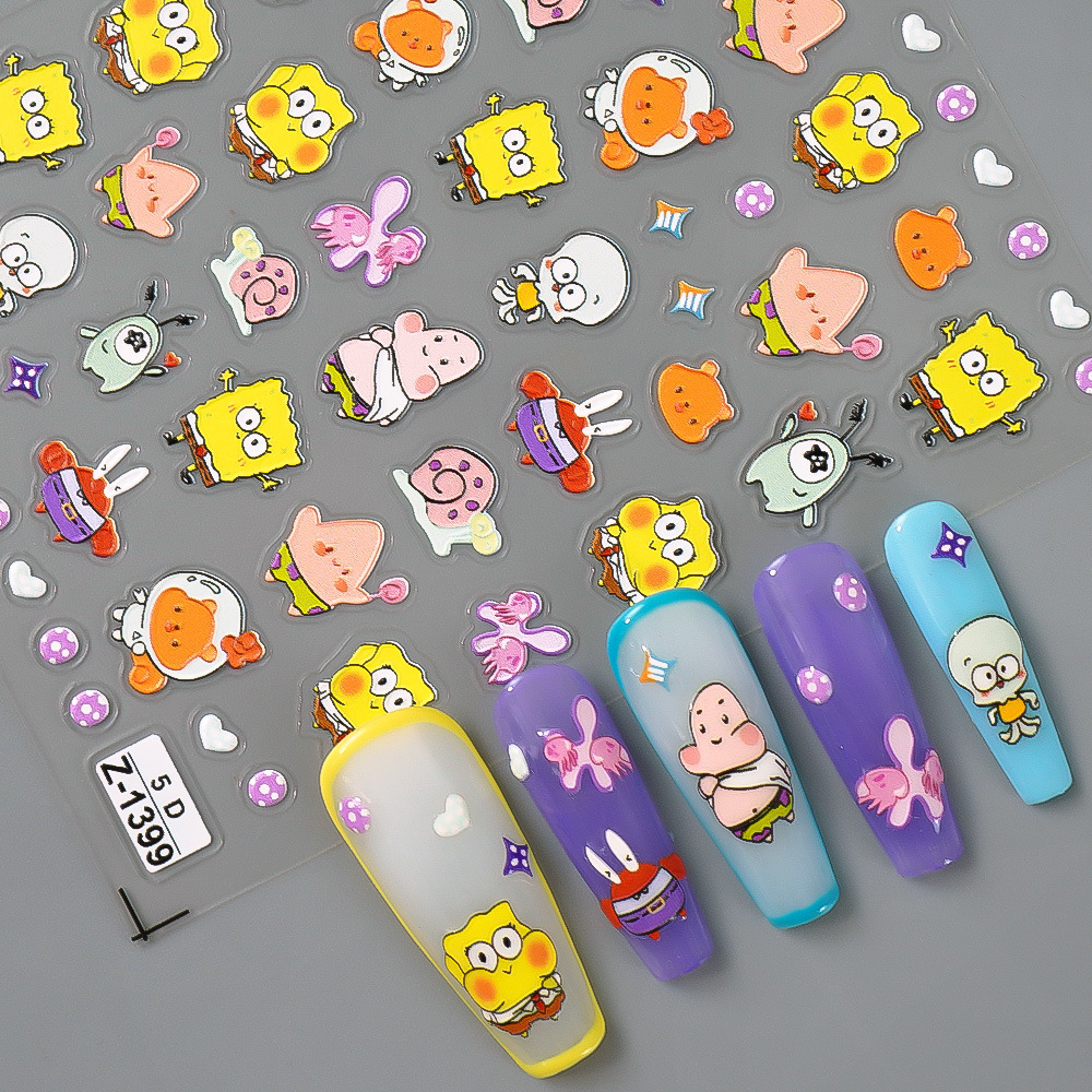 SpongeBob anime 5D relief nail sticker