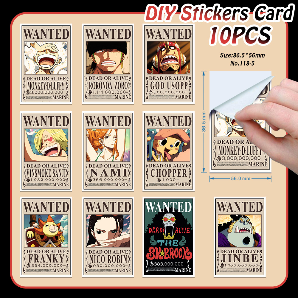 One Piece anime DIY sticker card 10PCS