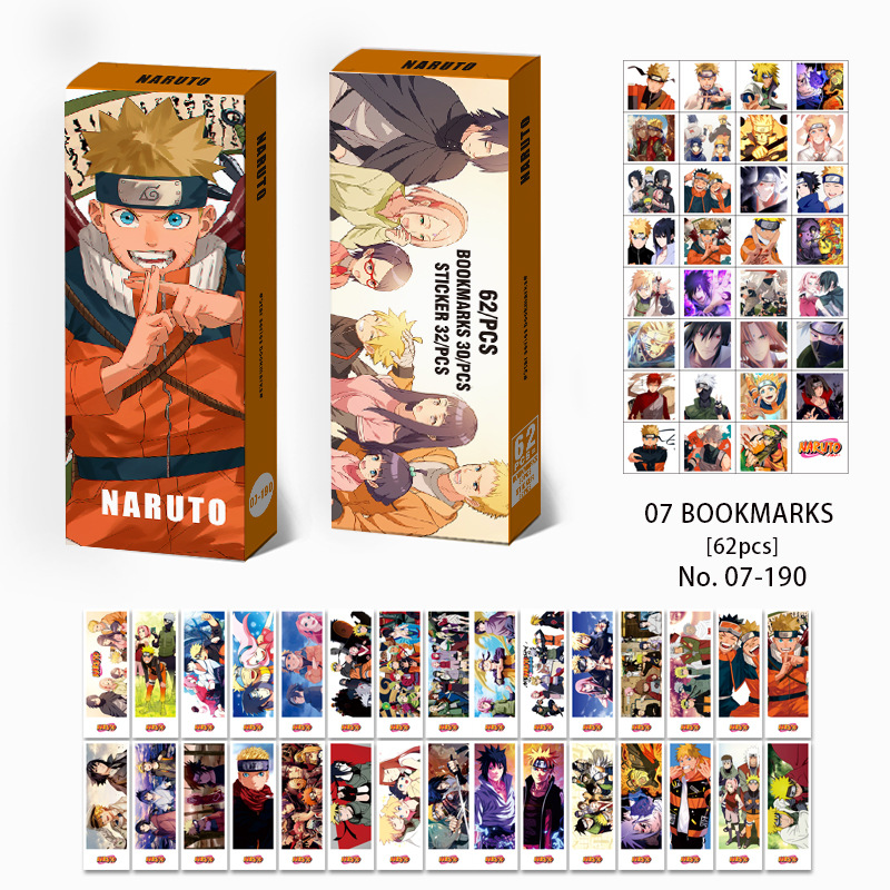 Naruto anime bookmark 62pcs a set