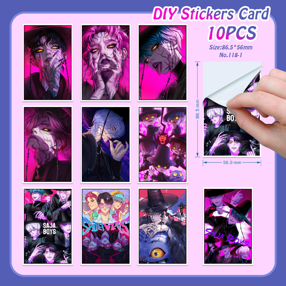 Kpop demon hunters anime DIY sticker card 10PCS