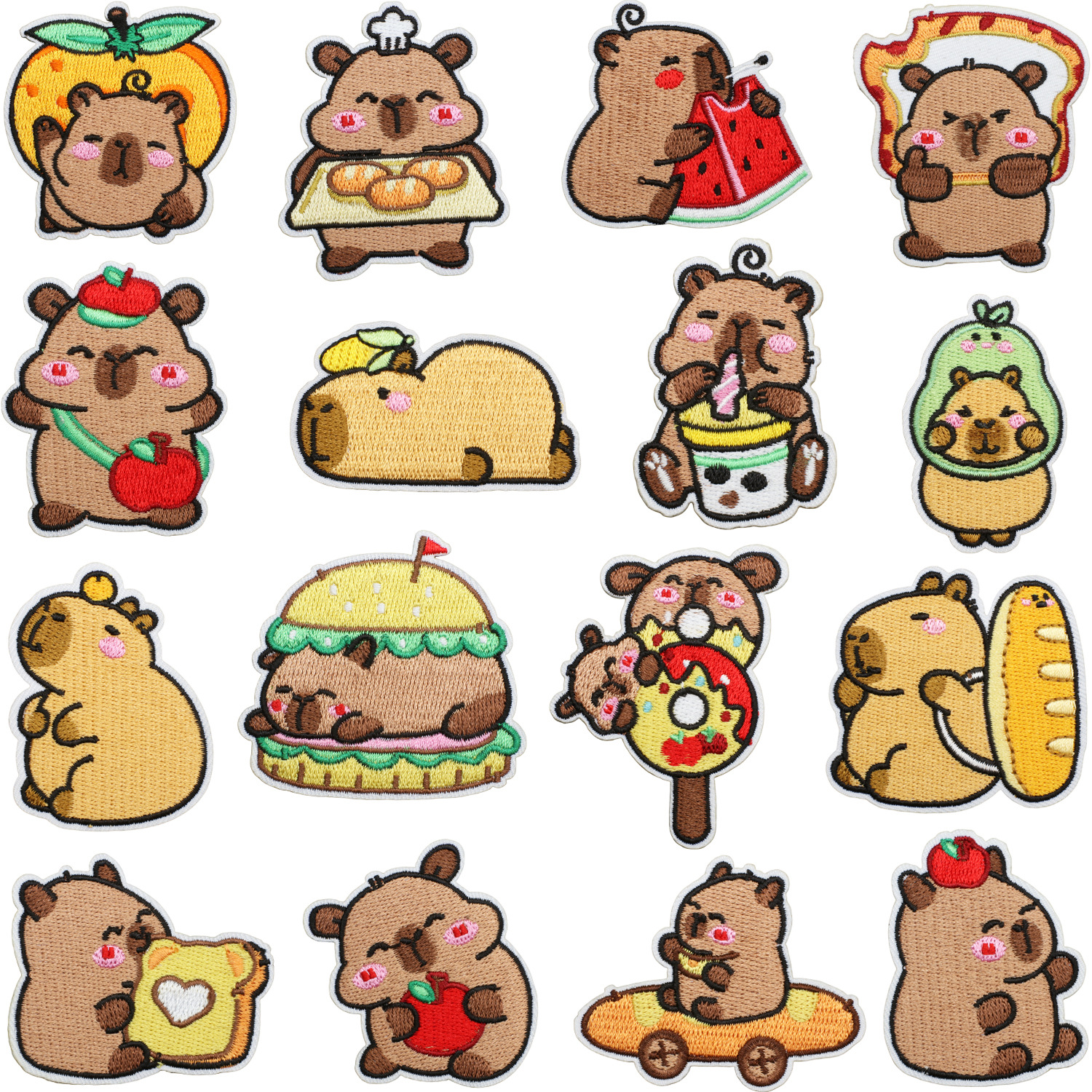 Capybara anime embroidered fabric patch 10pcs a set