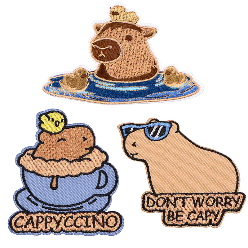 Capybara anime embroidered fabric patch 10pcs a set