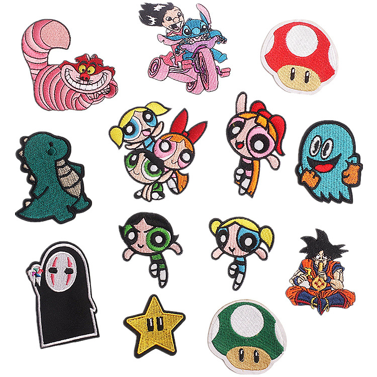 The Powerpuff Girls anime embroidered fabric patch 10pcs a set