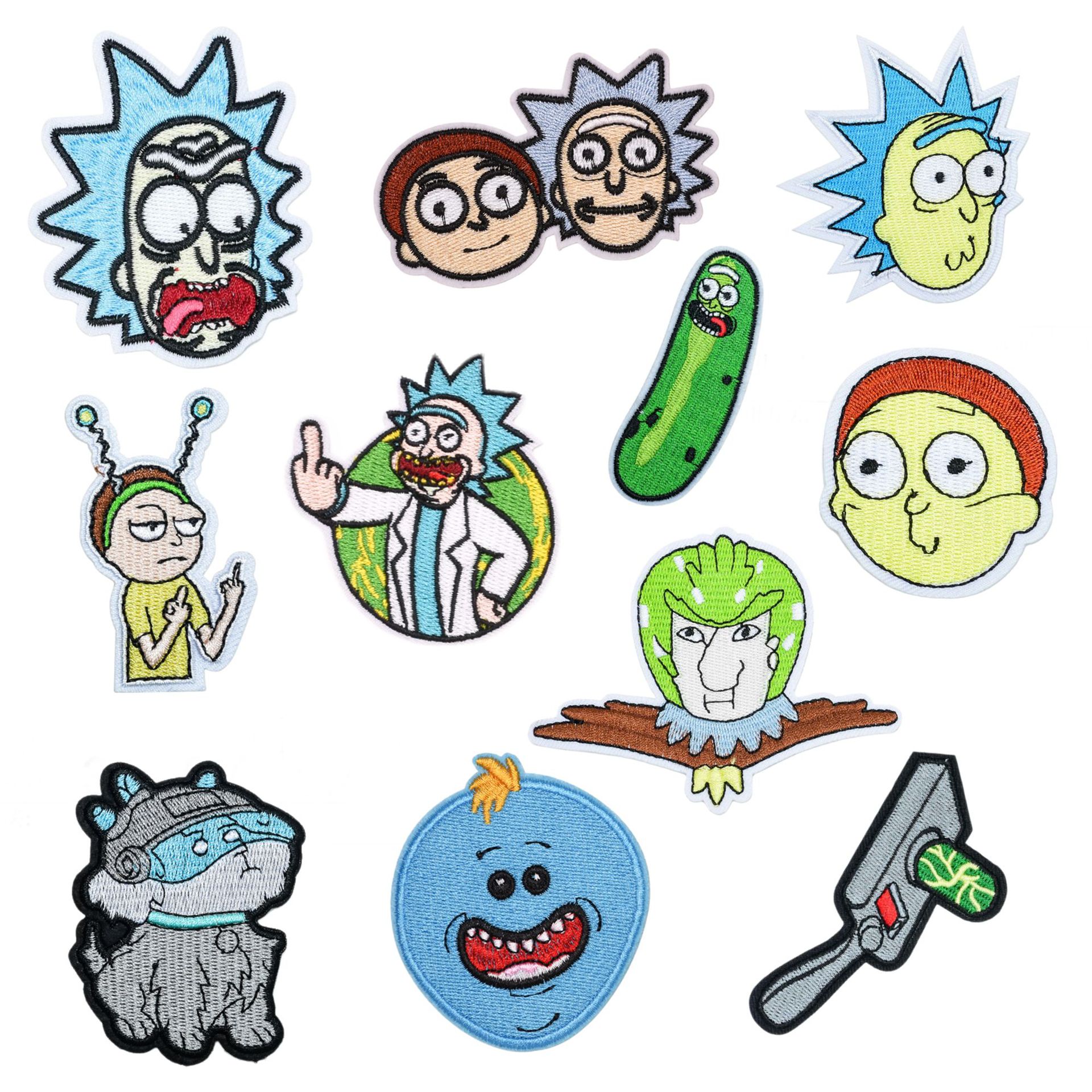 Rick and Morty anime embroidered fabric patch 10pcs a set