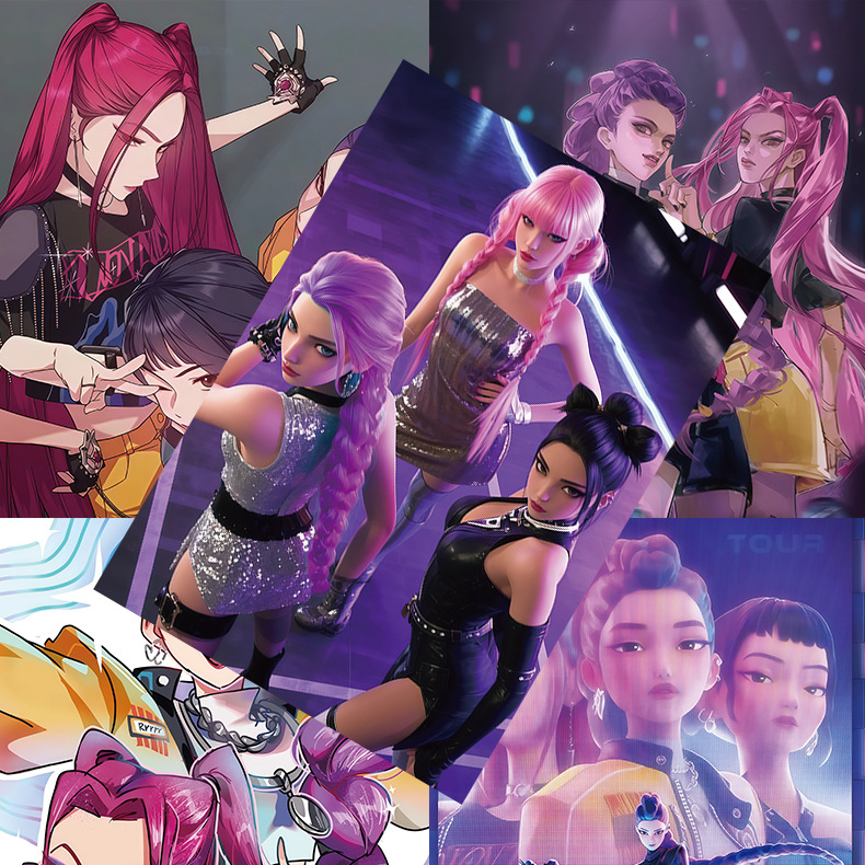 Kpop demon hunters anime poster price for a set of 8 pcs