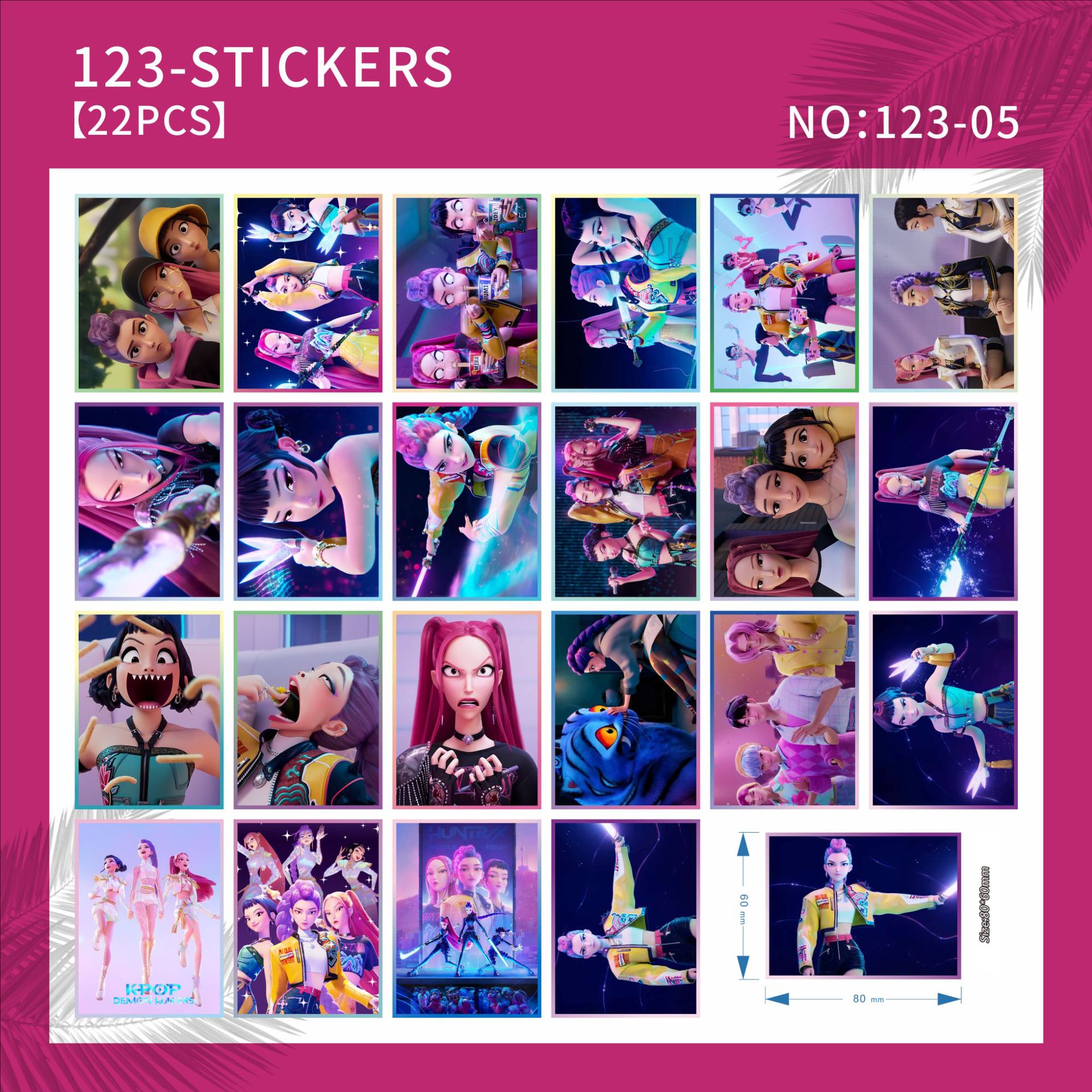 Kpop demon hunters anime sticker 22pcs a set 6x8cm