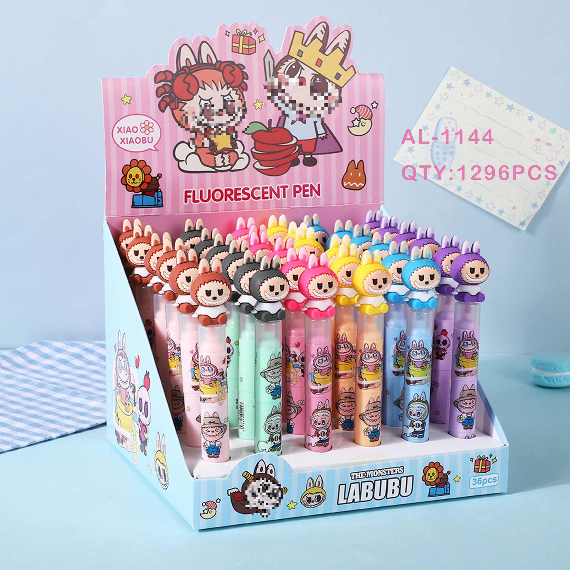 Labubu anime three section 3-color highlighter pen 36 pcs a set