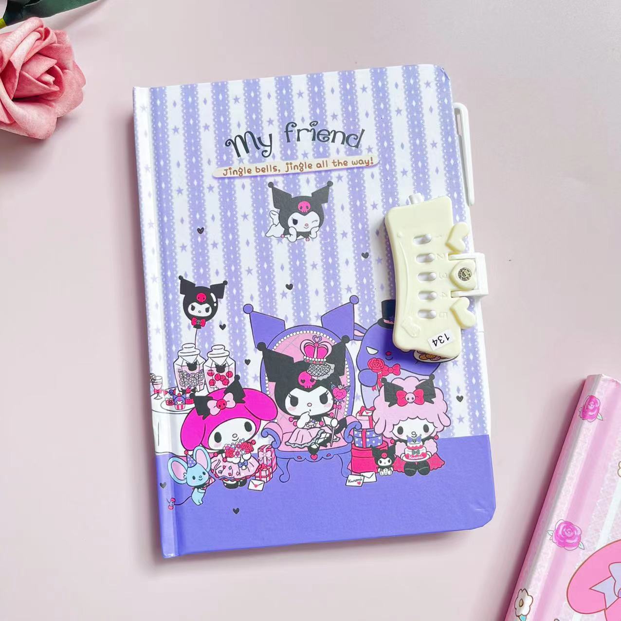 Kuromi anime combination lock notebook 4 pcs a set