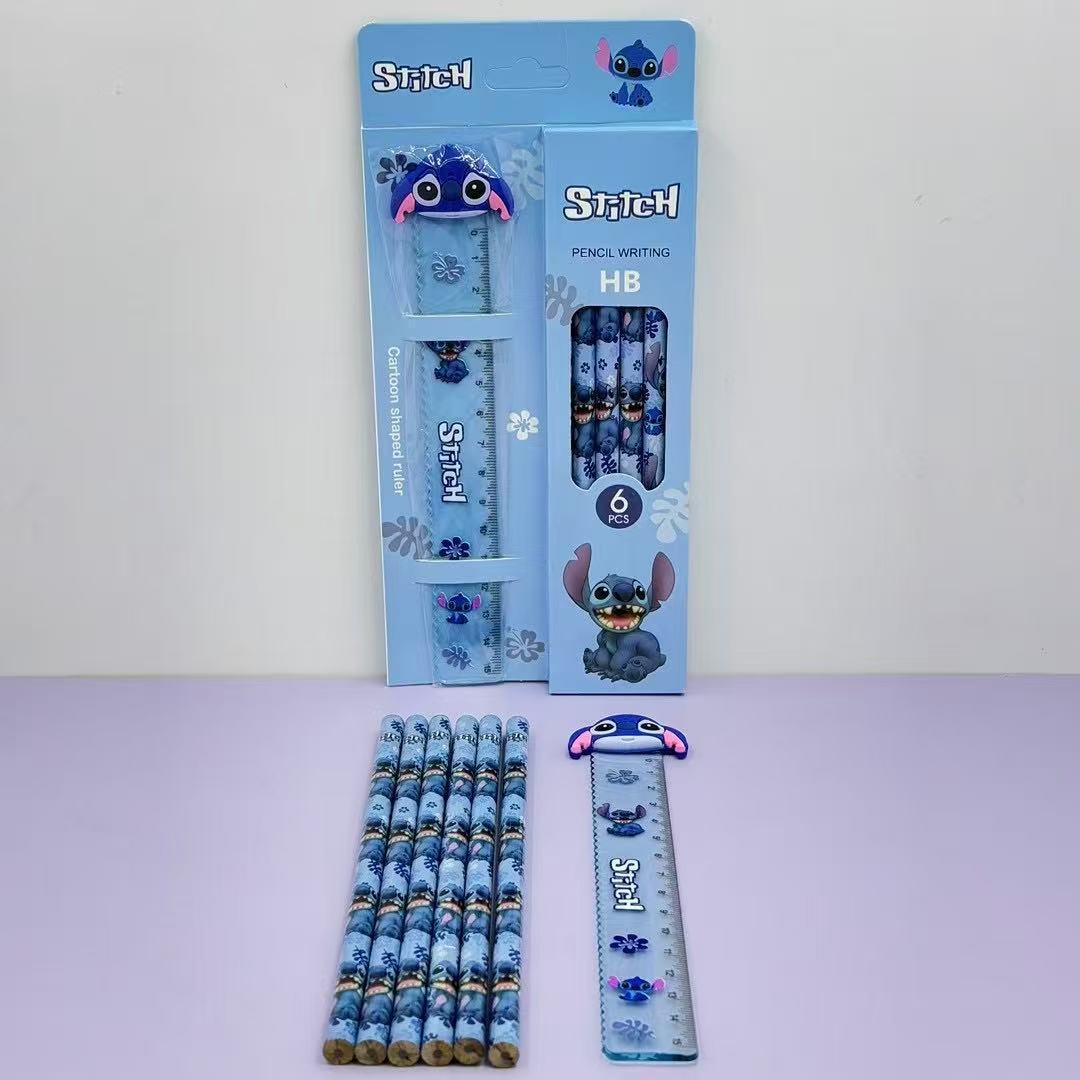 stitch anime pencil ruler set 2pcs a set