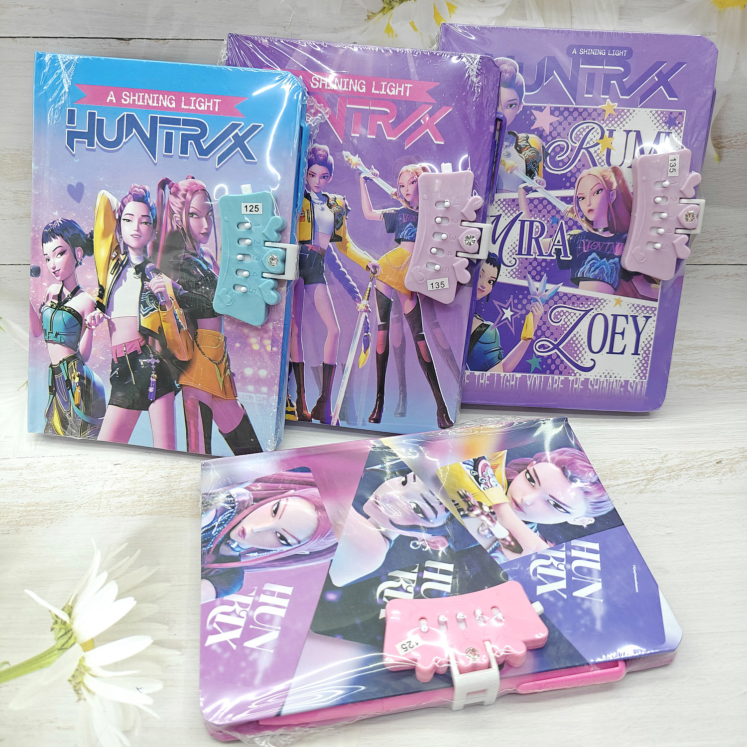 Kpop demon hunters anime combination lock notebook 4 pcs a set