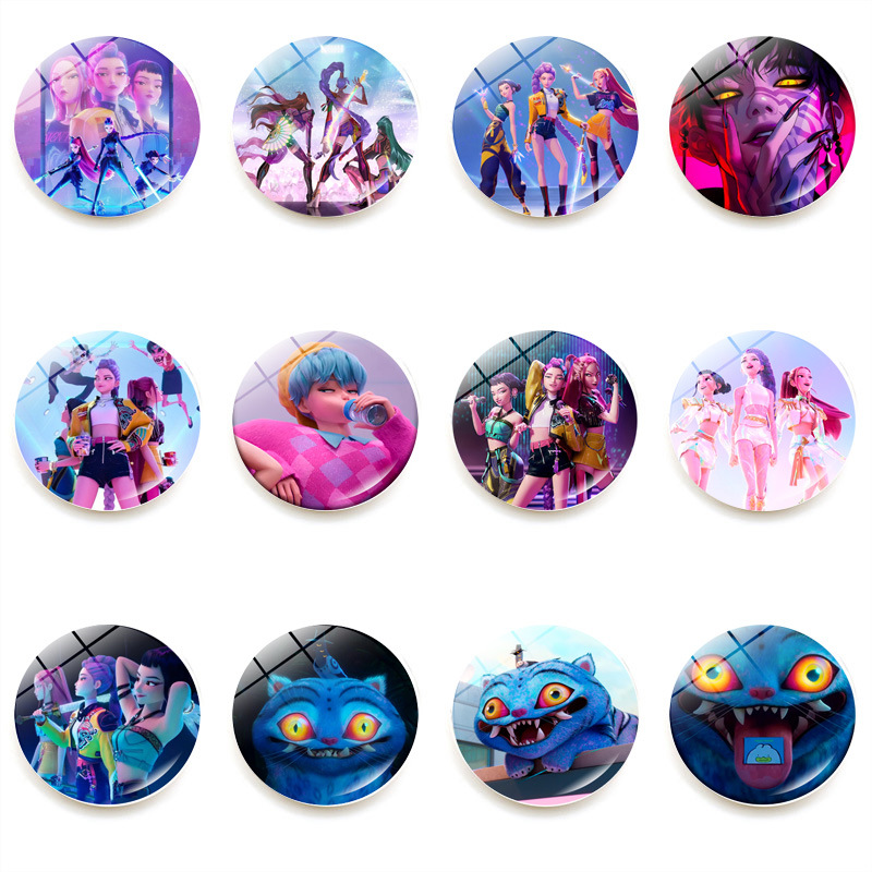 Kpop demon hunters anime refrigerator magnet 10pcs a set