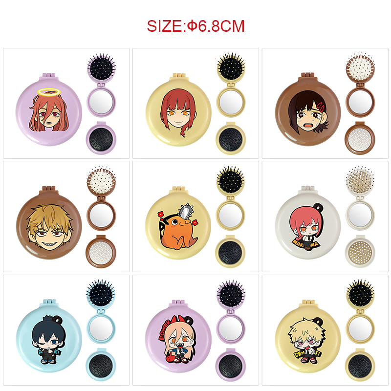 chainsaw man anime multi functional small mirror and comb 5 pcs a set