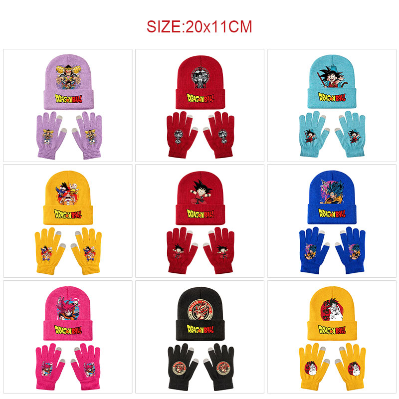 Dragon ball anime hat and glove set