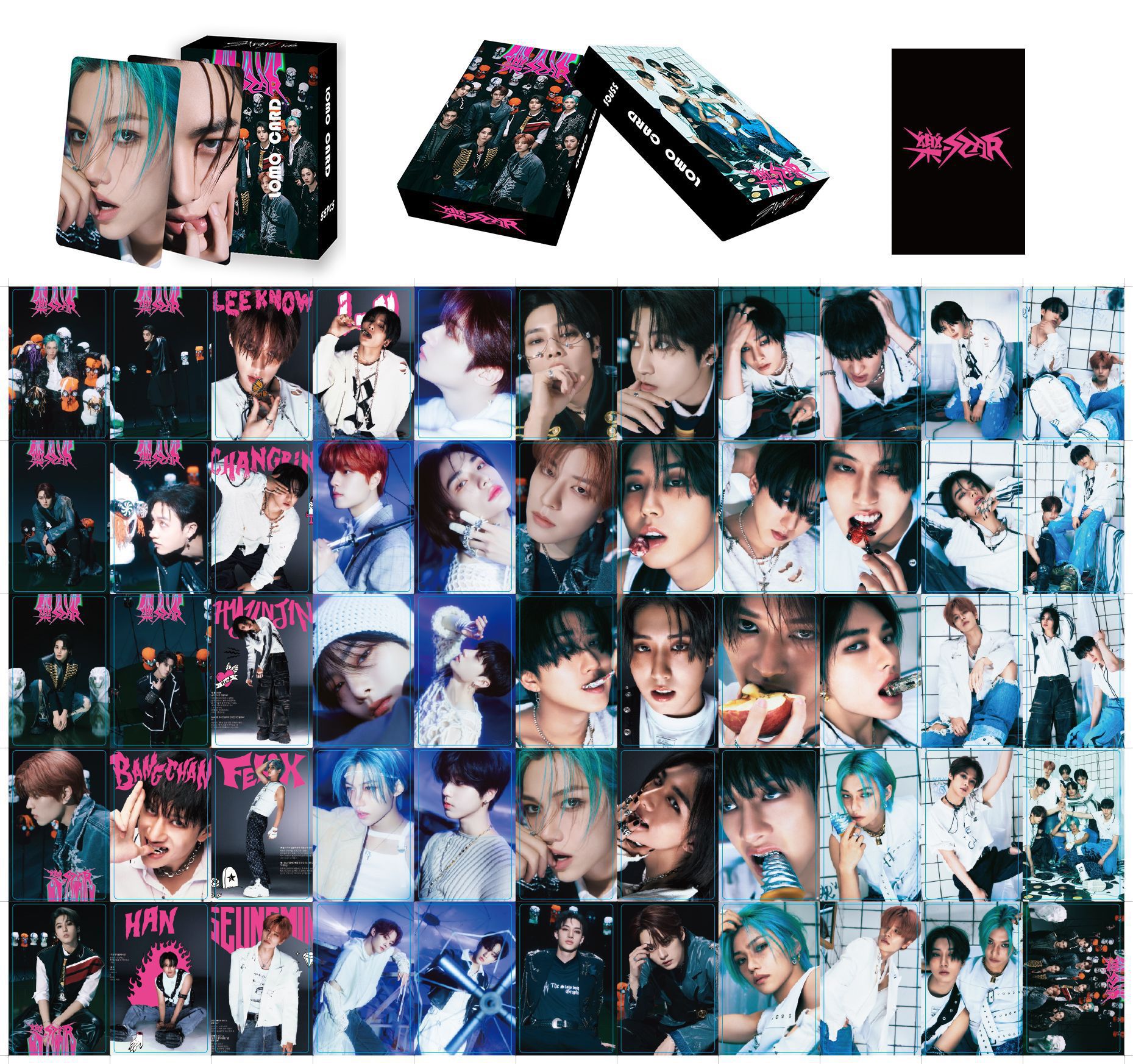 Straykids anime lomo cards price for a set of 55pcs
