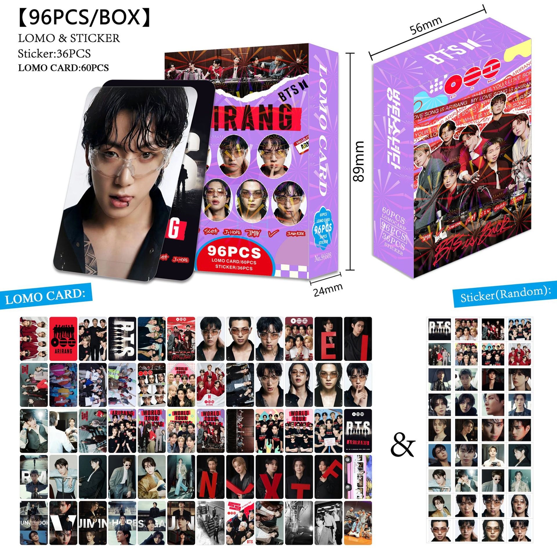 BTS anime lomo cards price for a set of 96pcs