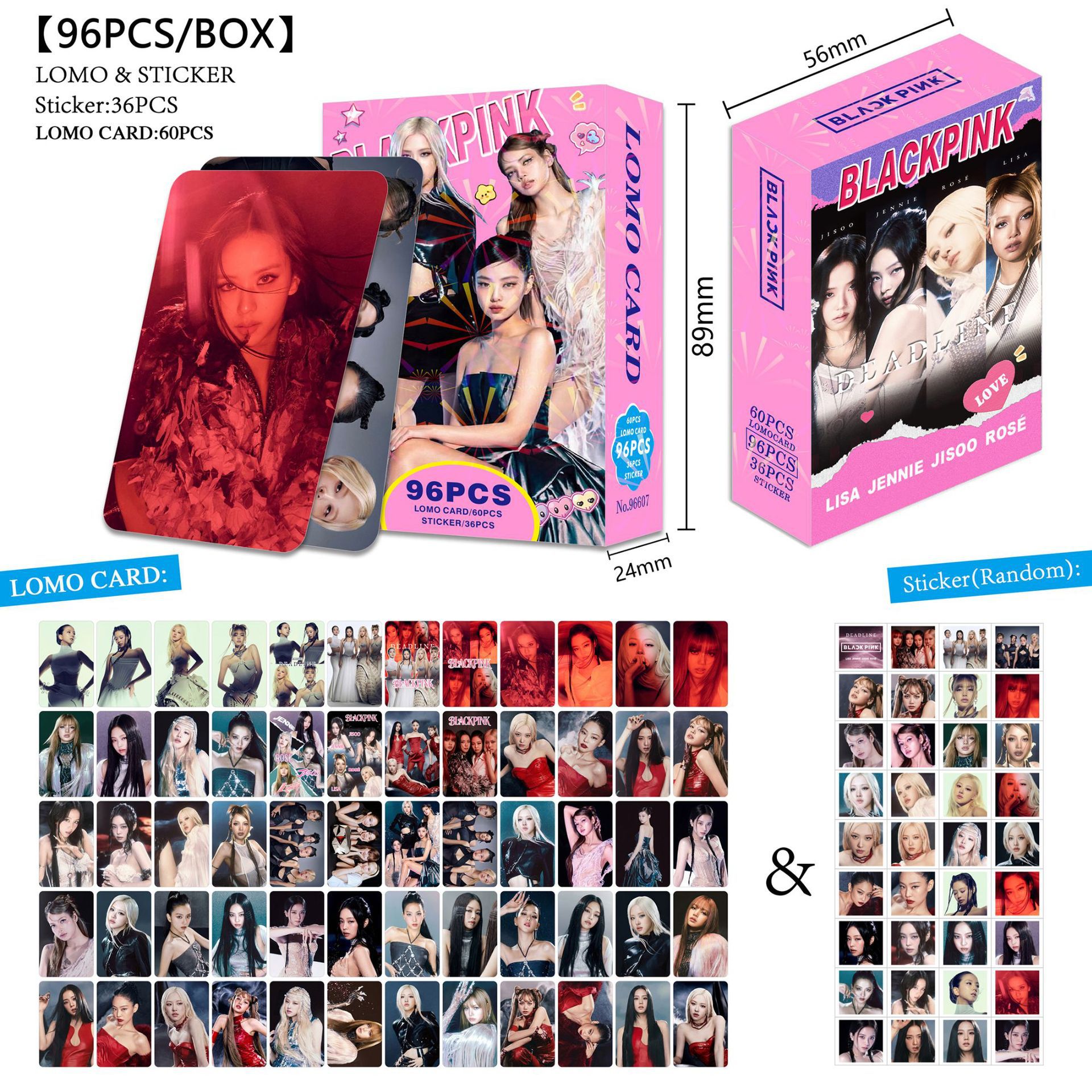 black pink anime lomo cards price for a set of 96pcs
