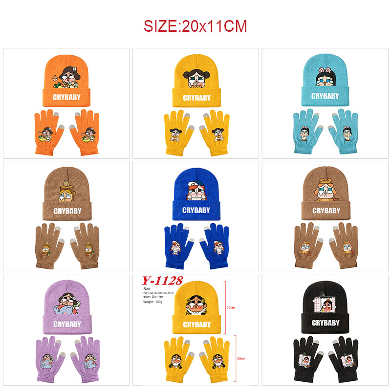 Crybaby anime hat and glove set