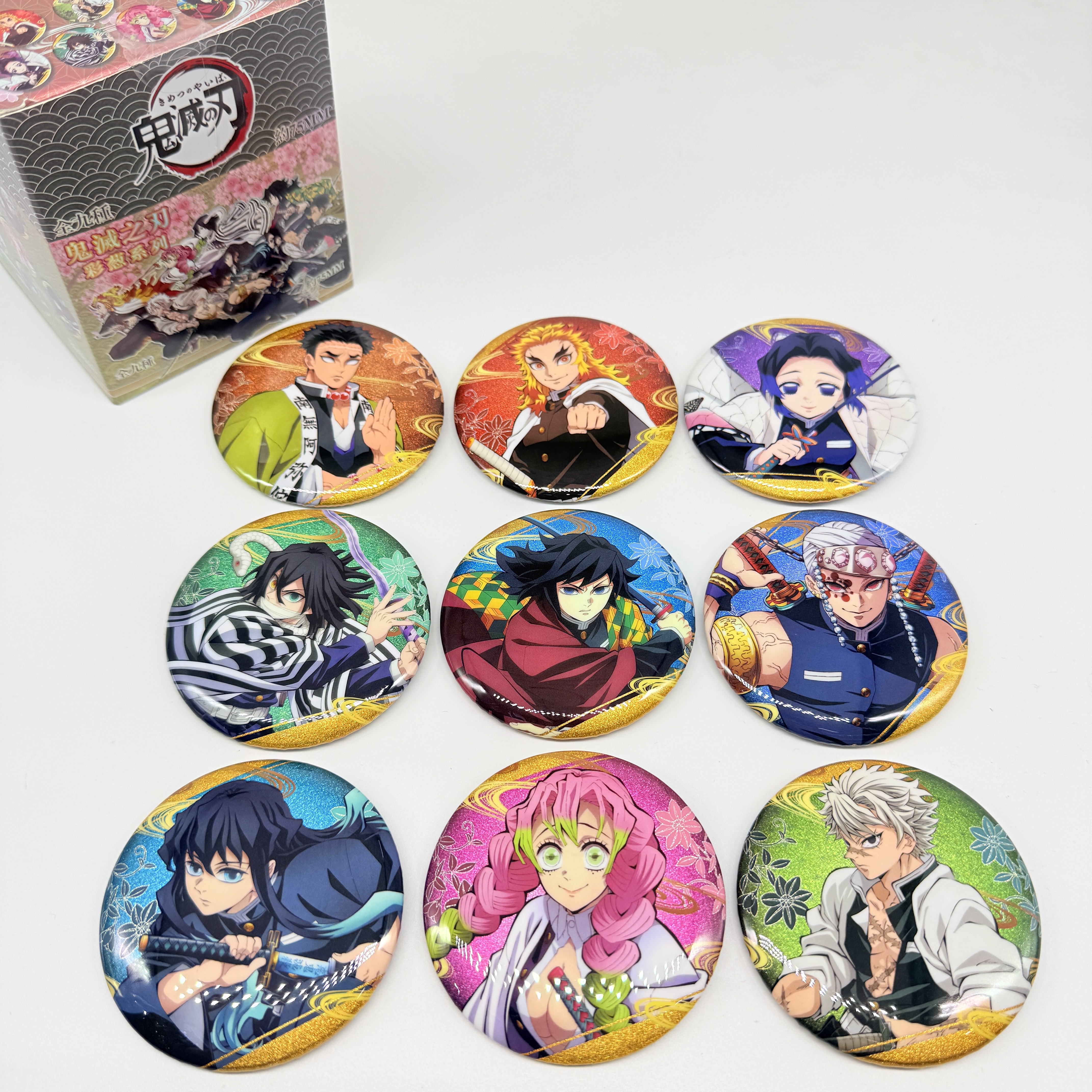 Demon slayer kimets anime pin 9pcs a set 75mm