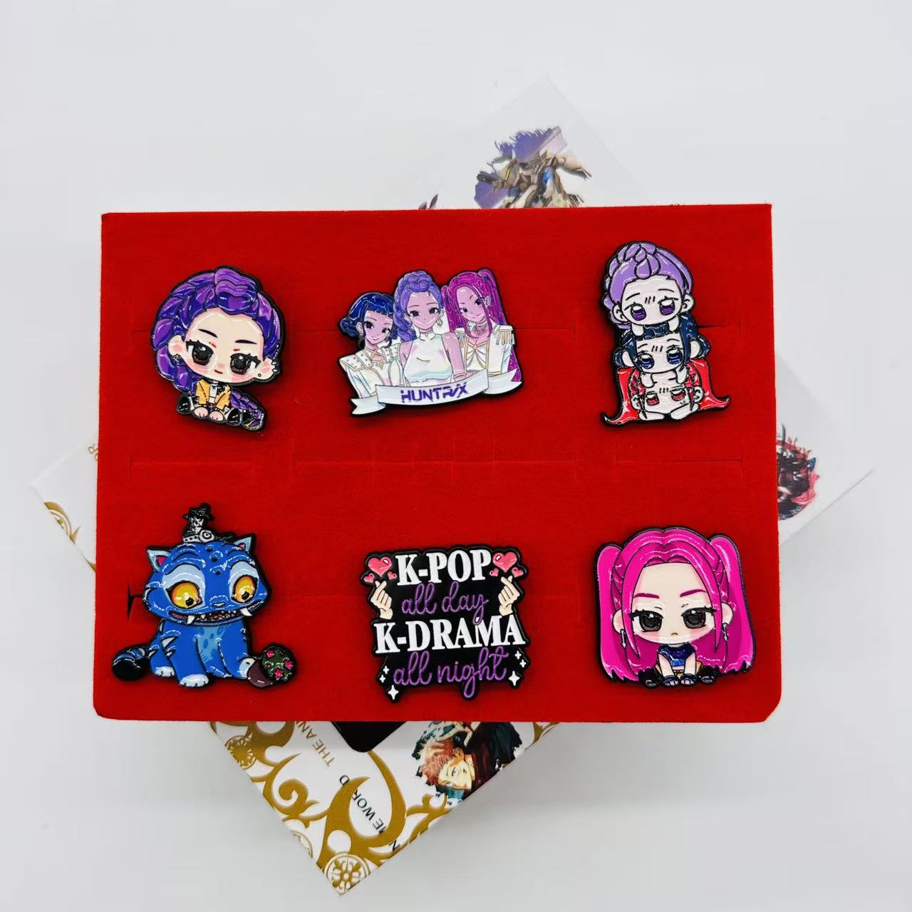 Kpop demon hunters anime pin set