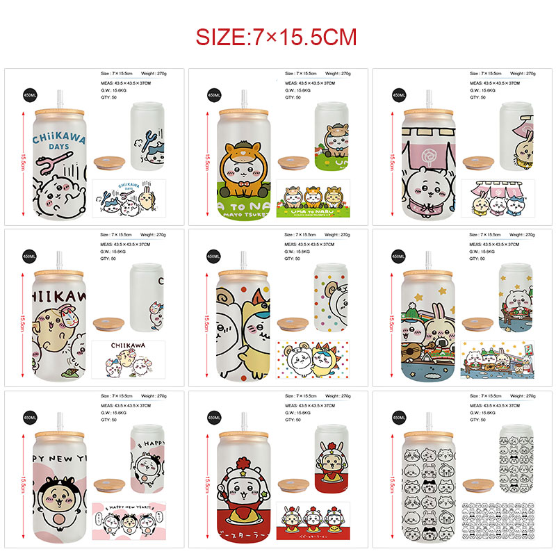 Chiikawa anime glass cup 450ml