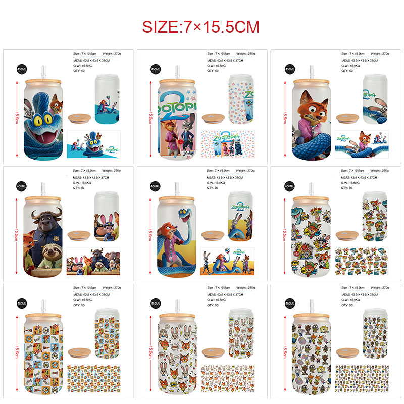 Zootopia anime glass cup 450ml