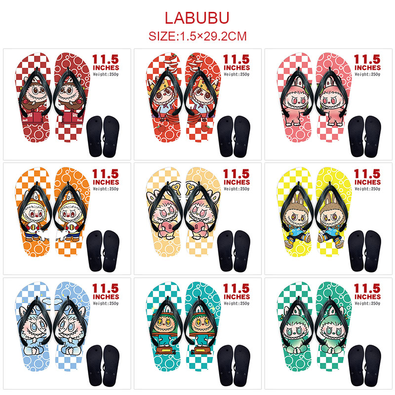 Labubu anime flip flops shoes slippers a pair