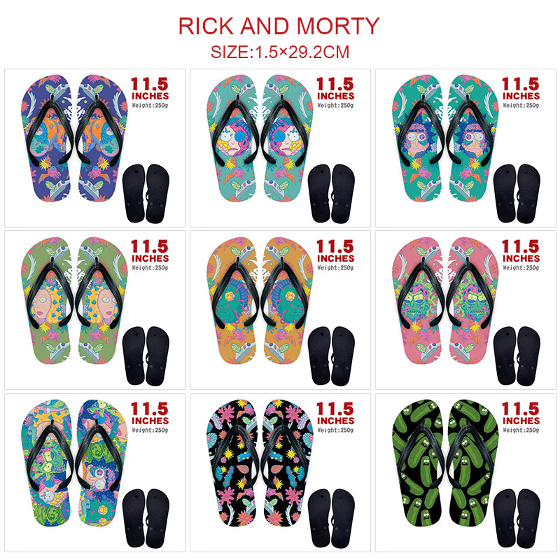 Rick and Morty anime flip flops shoes slippers a pair