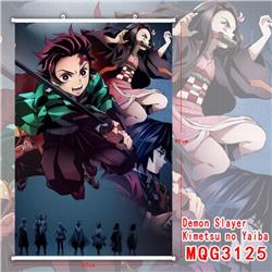 Demon Slayer Kimets White Plastic rod Cloth painting Wall Scroll 